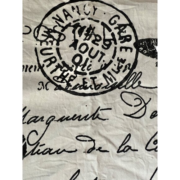 French Vintage Inspired Tea Towel Crown Fleur-De-Lis Moth Script Cotton 27.25” - Picture 3 of 5